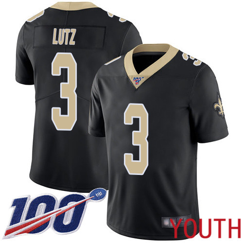 New Orleans Saints Limited Black Youth Wil Lutz Home Jersey NFL Football 3 100th Season Vapor Untouchable Jersey